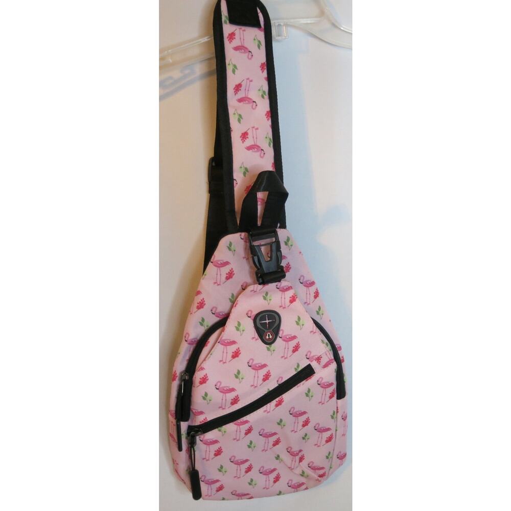 Westend *NWOT* Sling Bag Crossbody Travel School Pink Flamingos Tropical Casual